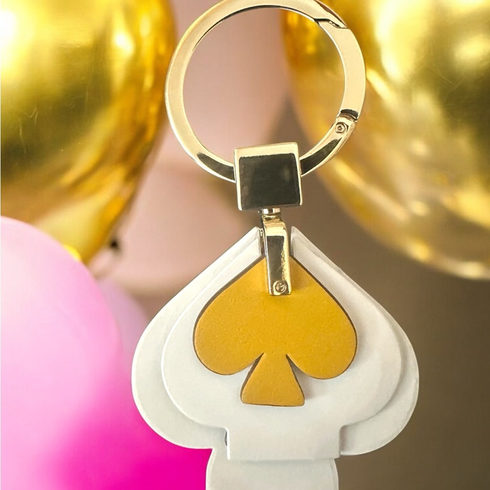 Kate Spade Heart Keychain & Bag Charm New W/ Gold, Burgundy & Blue Charms - Picture 2 of 13